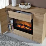 Meble Teo z elektrycznym kominkiem ukrytym w komodzie, projekt Roberta Kowalczyka, PAGED MEBLE