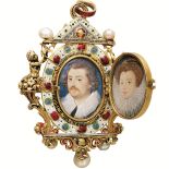 Nicholas Hilliard, portret małżeński w oprawie z kamieni szlachetnych, XVII w.