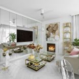 białe wnętrza ze złotymi dodatkami w stylu glamour