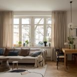 salon z jadalnią w stylu modernistycznym