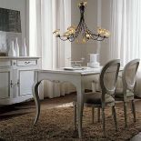 Mosiężny żyrandol Gemma włoskiej firmy Masca z kryształowymi kloszami. Cena - 1360 zł. Do kompletu również kinkiety i lampy