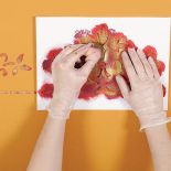 Nakładanie farby przez szablon. Wiktoriański wzór