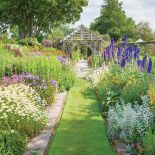 Tulipany, powojniki i szałwie między altanami