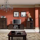 Nowa kolekcja Livonia w kolorze wenge. Witryna - 3105 zł. Szafka pod telewizor - 2295 zł. Za komódkę na