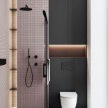 łazienka z czarnymi dodatkami