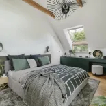 nowoczesna sypialnia ze skosem