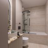 nowoczesna łazienka beżowa z czarnym