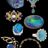 Od góry: czarny opal australijski, bonhams.com, naszyjnik z opalem i diamentami, początek XX w.,