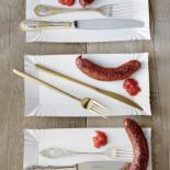 Od góry: Marly Gold Akcent od Christofle - GALERIA NIUANS. Sztućce Stiletto Gold Metal włoskiego producenta Broggi - 1277