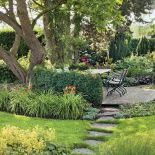 Czy klomby kwiatów we wszystkich barwach tęczy pasują do nowoczesnego domu