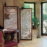 Parawan inspirowany starodrukami. Pejzaż wymyślony przy sztalugach