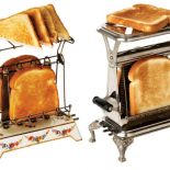 Pierwszy toster z ceramiczną podstawą D-12 projektu Franka Shailora,1909 r. i Amerykański Pelouze w stylu