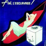 Plakat reklamowy pralek marki Lincoln Koniec niewolnictwa! , Francja, lata 50. XX w.