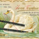 Plakat z XIX wieku reklamujący pióra wieczne.