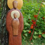 Płaskorzeźba wykonana w całosci ręcznie z drzewa lipowego, bejcowana i złocona farbami akrylowymi. Mirosław Dziewiałtowicz,