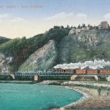 Pocztówka przedstawiająca ruiny zamku i most kolejowy w Muszynie, 1893 r., KOLEKCJA RYSZARDA KRUKA