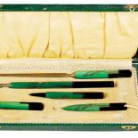 Podróżny komplet przyborów do pisania, jest tu też nożyk do papieru, Niemcy, lata 20-30 XX w., REMPEX.