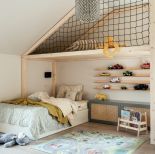 pokój dziecięcy z drabinką i ścianką wspinaczkową