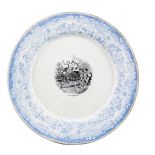 Półmisek ze sceną rodzajową, fajans, druk podszkliwny, lata 1850-1860