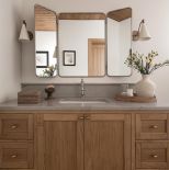 przytulna łazienka szara z drewnem