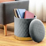 pufa ze schowkiem szaro złota