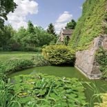 Równiutko wystrzyżony trawnik i dzika łąka.