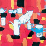 Ryszard Grzyb Martwa natura z kotem , 1990 r.