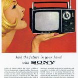 Sony Micro TV. Reklama telewizora zamieszczona w Playboyu z 1962 rok.