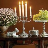 Srebrny pięcioramienny kandelabr, Hefra. Fot. Aleksander Rutkowski