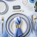 stół wigilijny niebiesko złoty