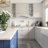 biało niebieska kuchnia styl hamptons
