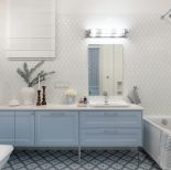 biało niebieska łazienka styl hamptons