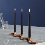 Świecznik miedziany Copper Pipe Zig Zag, Lime Lace