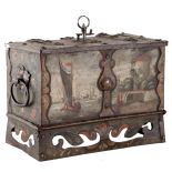 Drewniany, ręcznie malowany skarbczyk z 1615 r.