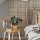 tapeta w kratę w sypialni