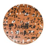 Jan Tarasin Kompozycja , 1977 r. Współczesne malarstwo polskie na misach ceramicznych. Kolekcja Jana Styczyńskiego