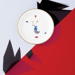 Talerze z rysunkami w stylu lat 50. i 60.