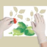 Tamponem umoczonym w farbie wypełniamy kolejne elementy szablonu