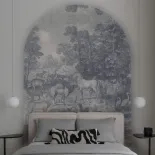 tapeta za łóżkiem w sypialni