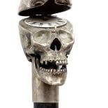 Uchwyt w kształcie trupiej czaszki z zegarem, prawdopodobnie laska masońska, XIX w., Niemcy