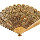 Wachlarz płytkowy (brisé), drewno malowane, Niemcy, XIX w.