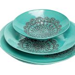 www.sklepludowy.pl: komplet talerzy Turkusowe koronki, 320 zł.