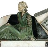 Zegar w stylu art déco, malowana kompozycja metali, Europa Zachodnia, lata 30. XX w. cw 2000 zł, niesprzedany, Rempex.