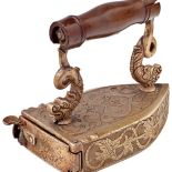 Żelazko mosiężne, kasetowe na duszę, Śląsk, 1727 r., Muzeum Narodowe we Wrocławiu