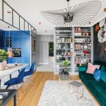 zieleń, granat i róż we wnętrzu