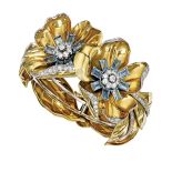Złota bransoleta z akwamarynami i diamentami, Paul Flato, 1945 r., www.sothebys.com