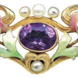 Złota broszka z ametystem i perłą, 1900 r., www.tademagallery.com