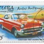 Znaczek pocztowy z Chevroletem. Pan samochód i samochodziki