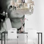 Żyrandol od Masiero w kolorze przecieranej kości słoniowej lub w starym złocie, z kryształami Swarovskiego,