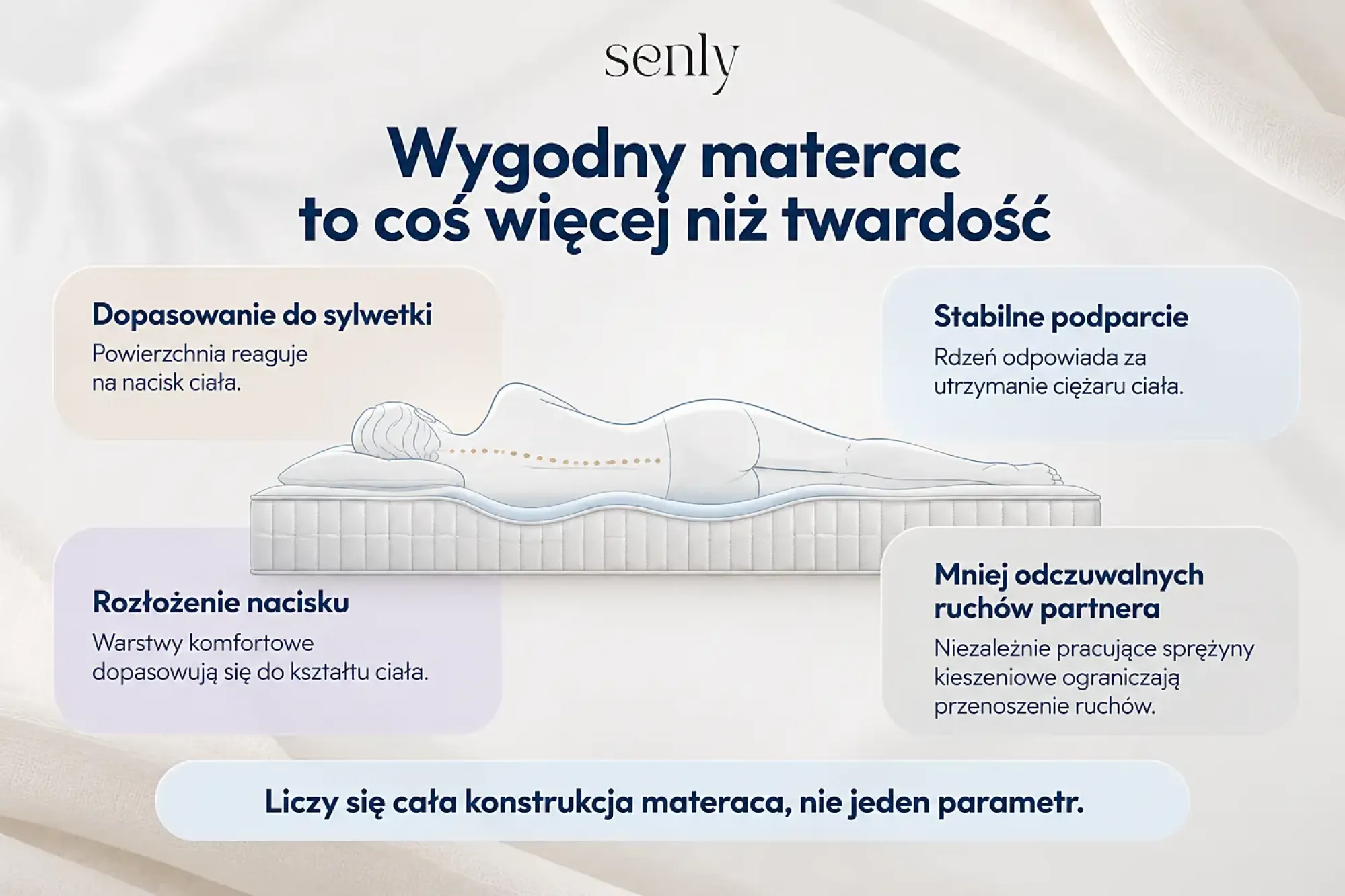 Infografika przedstawiająca co wpływa na wygodę materaca